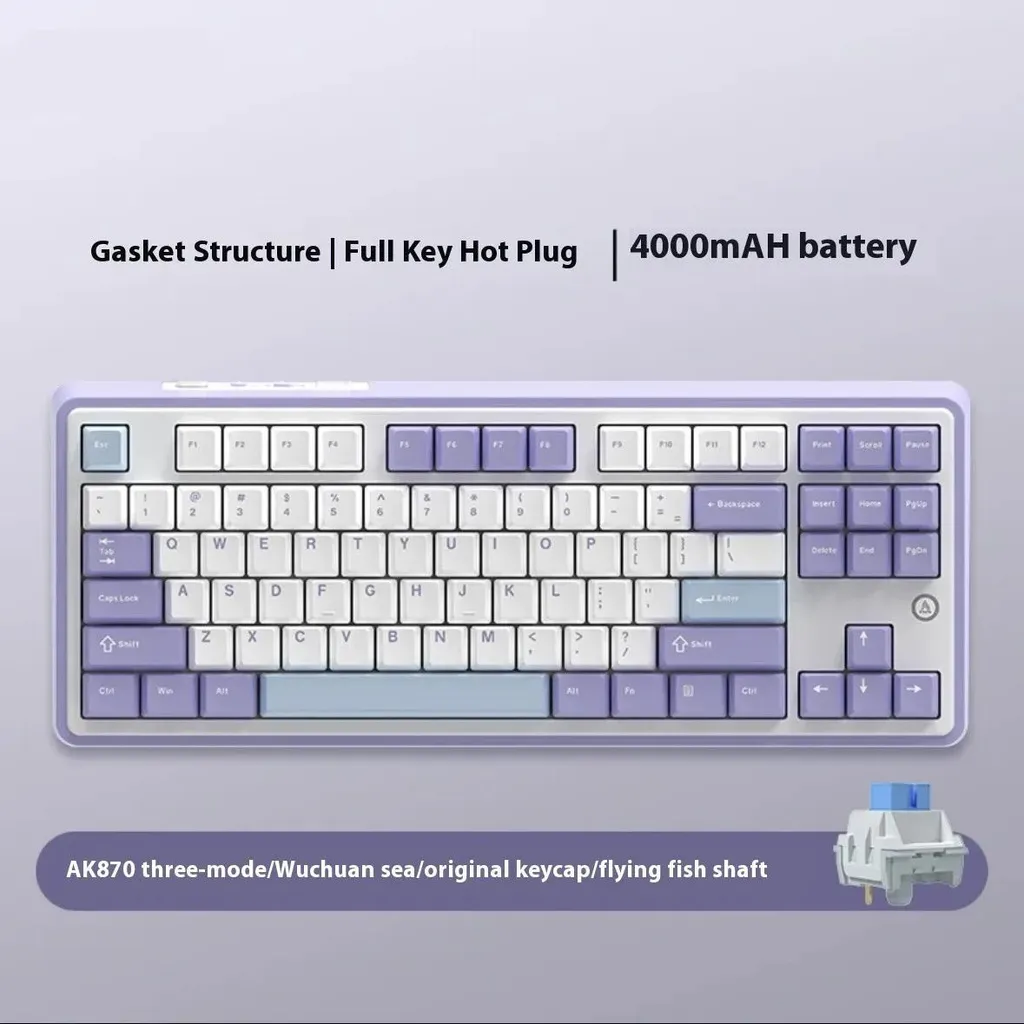 Clavier Gamer Mécanique Sans Fil AK870 - 88 Touches Layout Anglais RVB