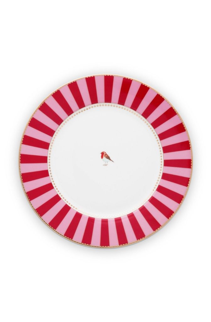 Teller Love Birds Stripes, Farbe:Red-Pink, Größe:21 cm Produktbild 