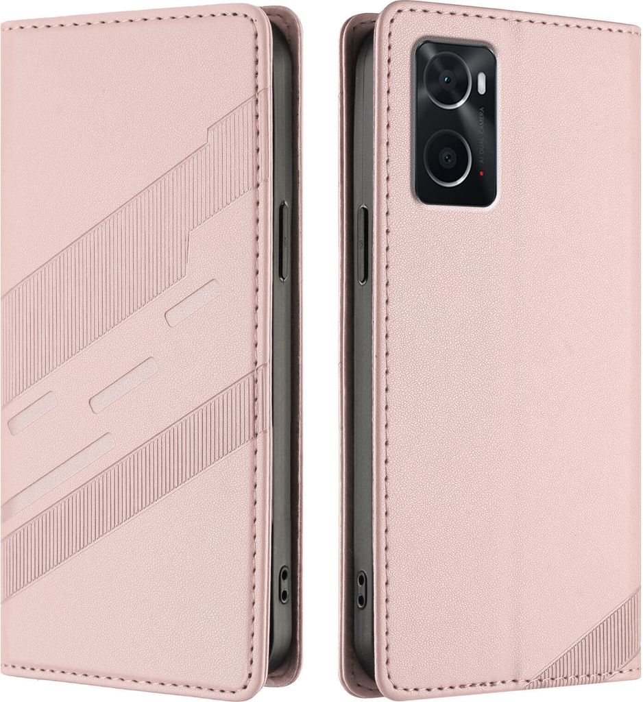 Hülle für Oppo A36 /A76 /Oppo A96 4G, Kunstleder Brieftaschen Handyhülle mit Kartenfach und Standfunktion Pink