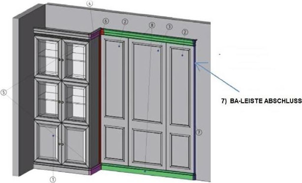 Klassische Abschlussleiste zum Paneel, Set L, R Element für Schrank System BA-26