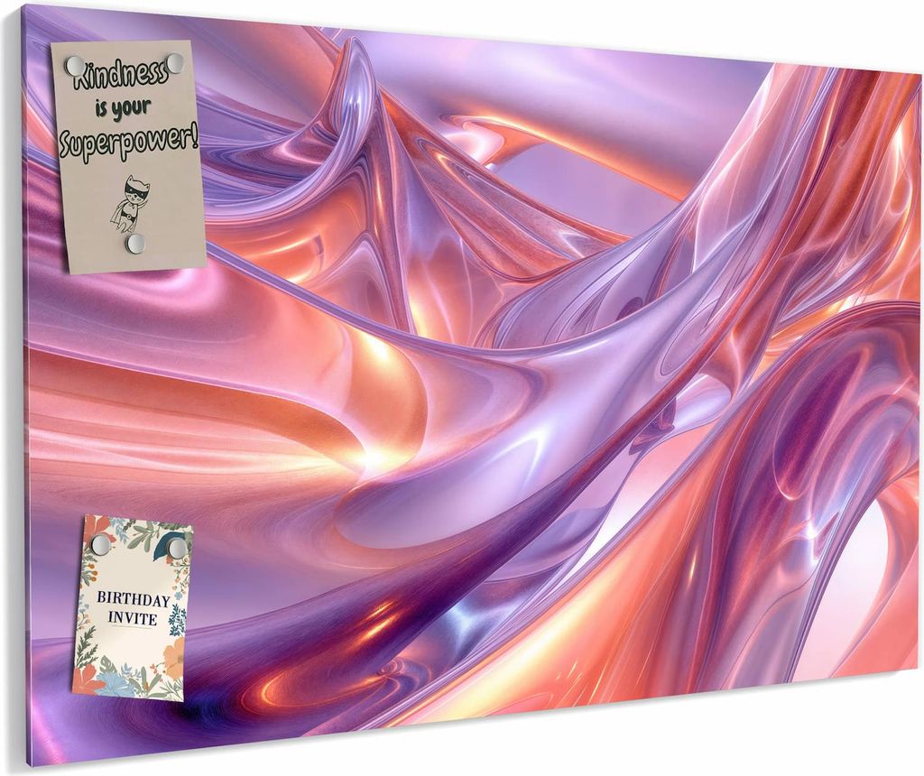 Magnettafel 90x60cm magnetisch & beschreibbar Metall-Board - Abstrakte Wellen