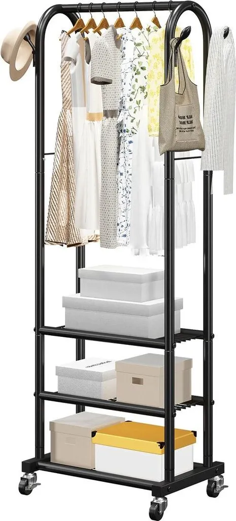 Portant à vêtements résistant 3 niveaux, porte-manteau acier et métal