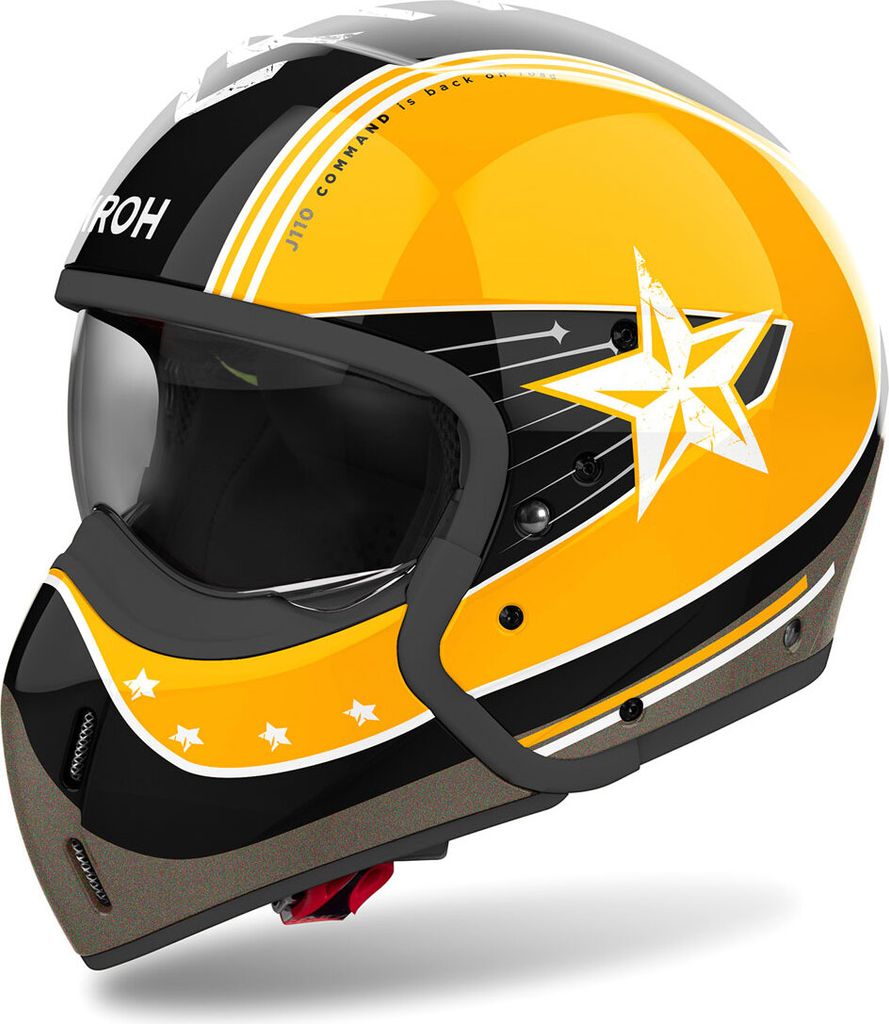Modular Helm AIROH J 110 Command Glänzendes Schwarzgelb größe XXL