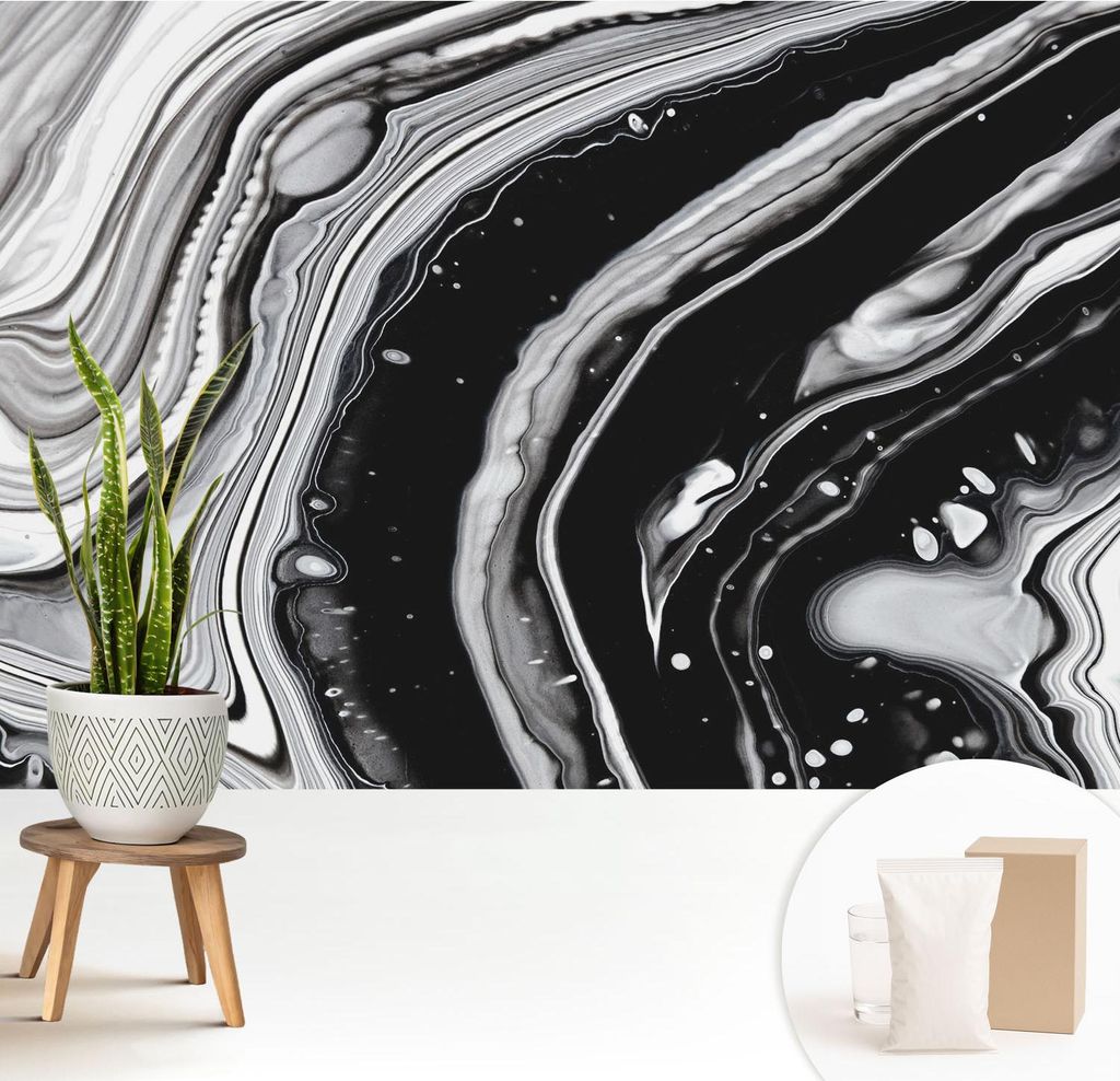 Fototapete - 208x146 cm - Tapete - Wandtapete - Wandbilder - Dekofolie - Tapete Folie - Wand - Dekoration - Wohnzimmer - Monochromatische Wellen