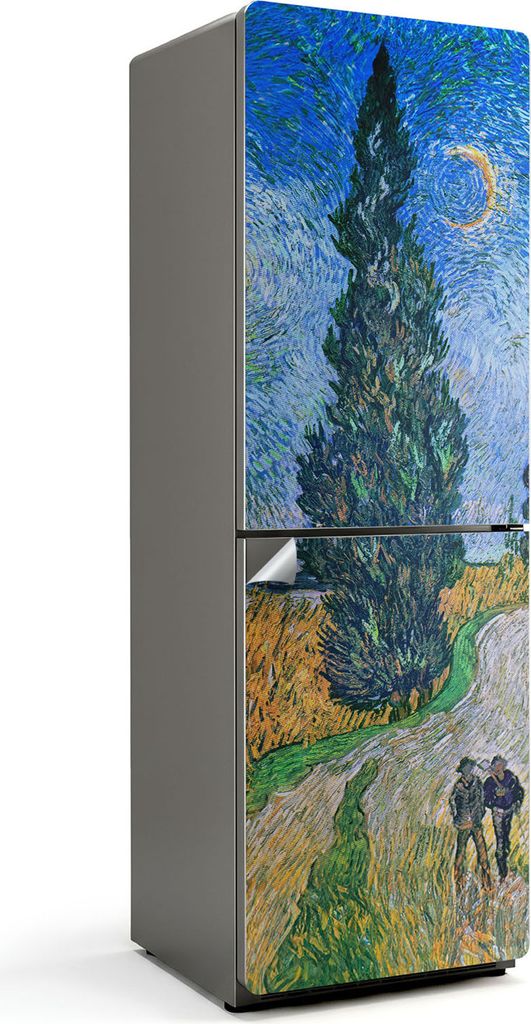 Landschaft Van Gogh – Kühlschrank Aufkleber – Klebefolie Kühlschrank – Kühlschrank Nachbildung – Kühlschrankfolie selbstklebend – Kü...