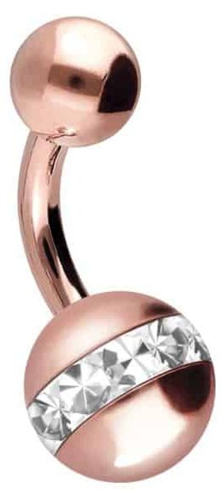 Bauchnabelpiercing Chirurgenstahl Mini Bananabell EPOXY-RING- + CHIRURGENSTAHL-KUGEL RoséGold Stablänge: 6mm