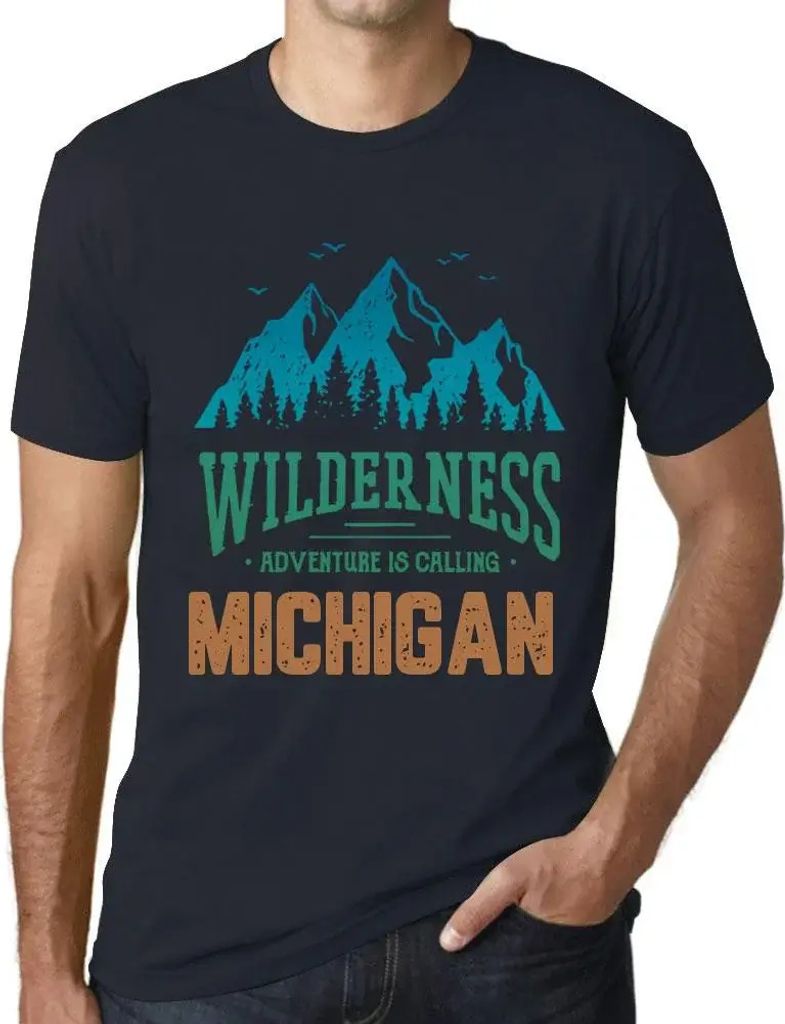 Herren Grafik T-Shirt Wildnis das Abenteuer ruft Michigan – Wilderness, Adventure Is Calling Michigan – Öko-Verantwortlich Vintage Jahrgang Ku...