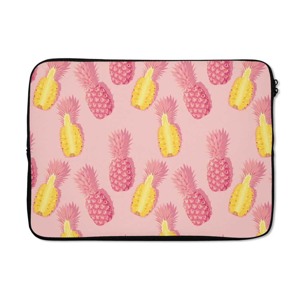 MuchoWow Laptop Hülle 14 ZollSommer - Ananas - Gelb - Rosa Laptoptasche - Laptoptasche - Stoßsicher - Schutzhaube