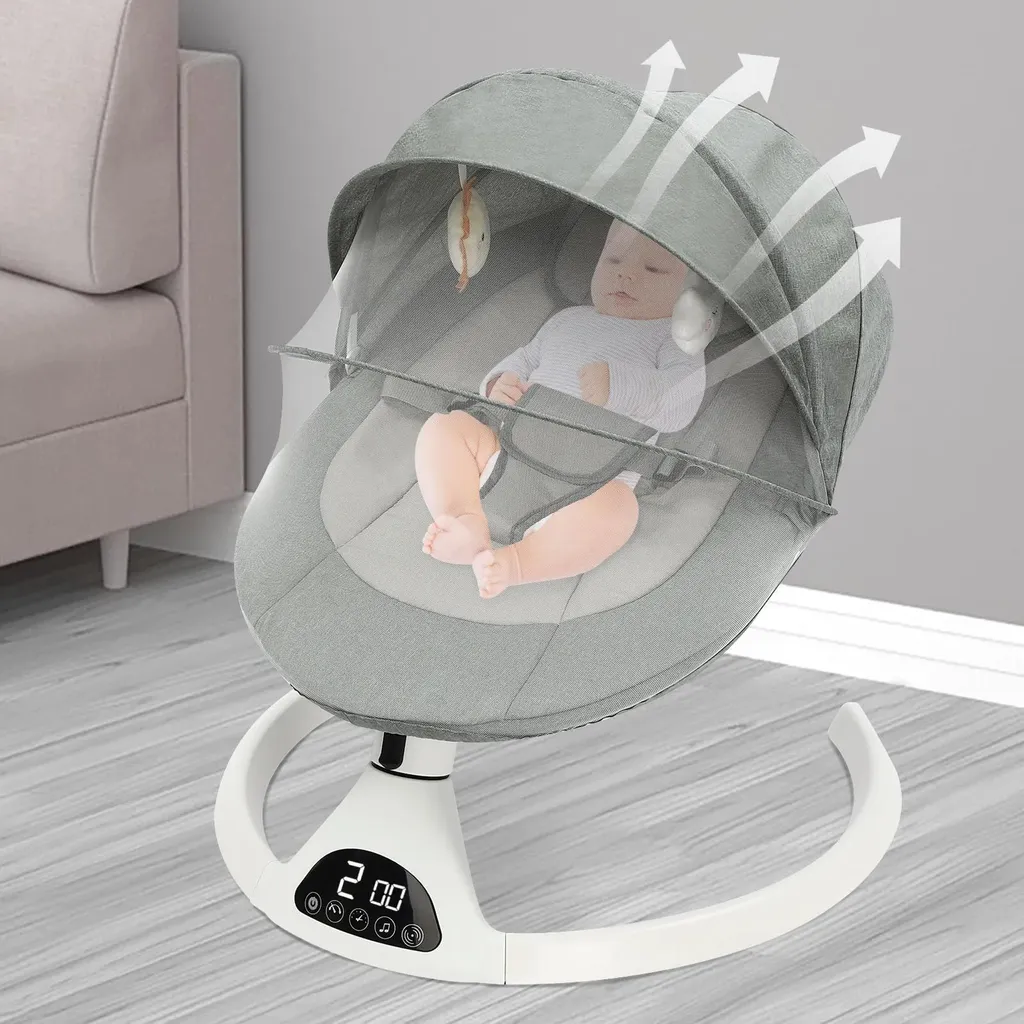 Balançoire Bébé Électrique : Solution Apaisante contre les Pleurs Vert
