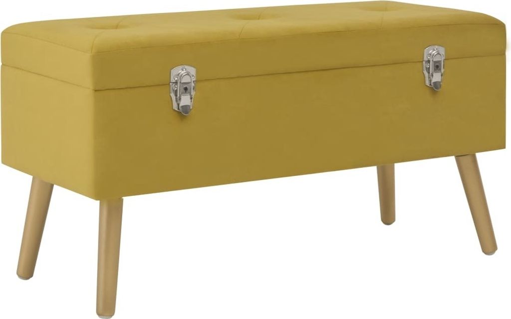 The Living Store Bank mit Stauraum 80 cm Senfgelb Samt