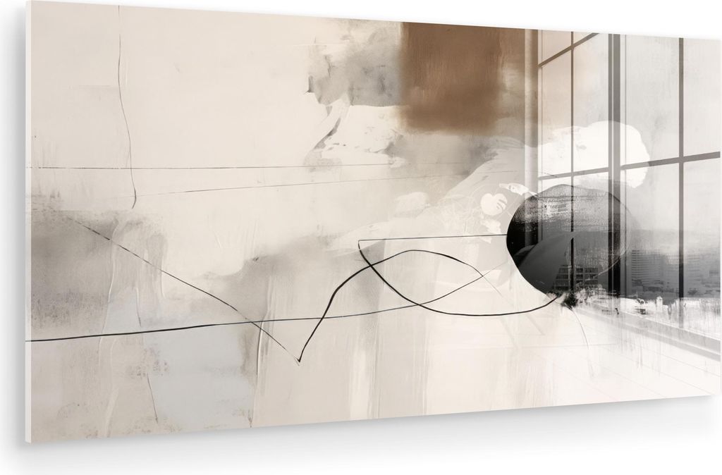 MuchoWow Glasbilder - Bilder auf Wandbild - Foto auf Glas Abstrakte Kunst - Grau - Industriell 80x40 cm Wanddekoration aus Glas - Acrylglasbild - A...