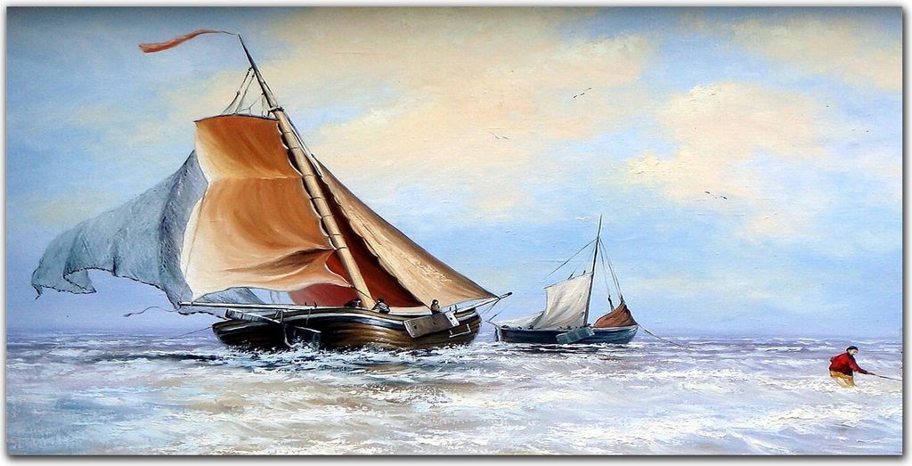 Coloray Küchenrückwand 120x60 Spritzschutz aus Glas - Ozeanwellen Schiff Wolken