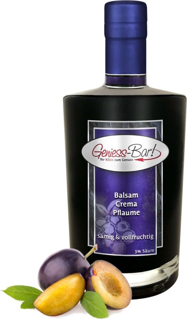 Balsamico Creme Pflaume 0,7L 3% Säure mit original Crema di Aceto Balsamico di Modena IGP.