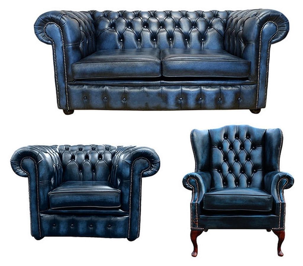 Chesterfield Sofagarnitur Sofa Couch Polster Sitz Garnitur Ohrensessel Sessel