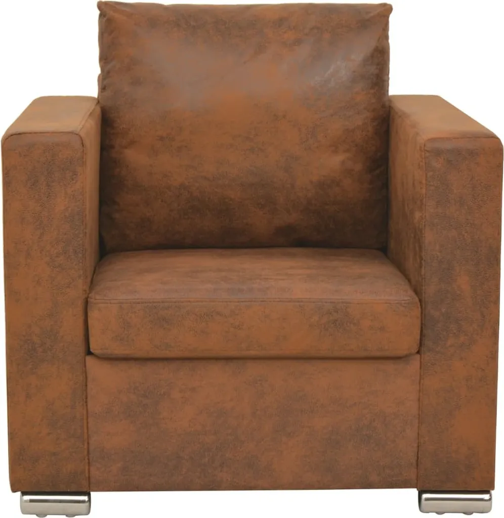 Fauteuil vidaXL Marron 82x73x82 cm en Simili Cuir Suédé pour Salon Chic
