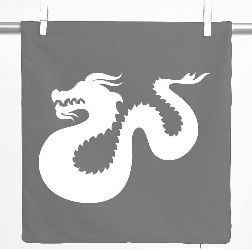 Huuraa Kissenbezug Dragon Silhouette 40x40cm Steel Grey Baumwolle Dekokissenbezug Geschenkidee