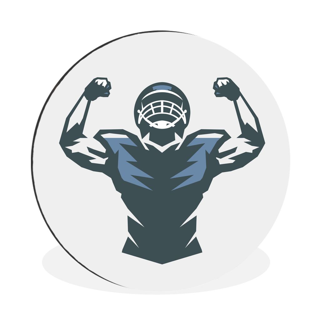 MuchoWow Aluminium Wandkreis Rugby - Helm - Blau Ø 90 cm Wanddeko Modern Wohnzimmer - Mauerkreis - Wandbilder - Runde Bild - Bild aus Aluminium ...