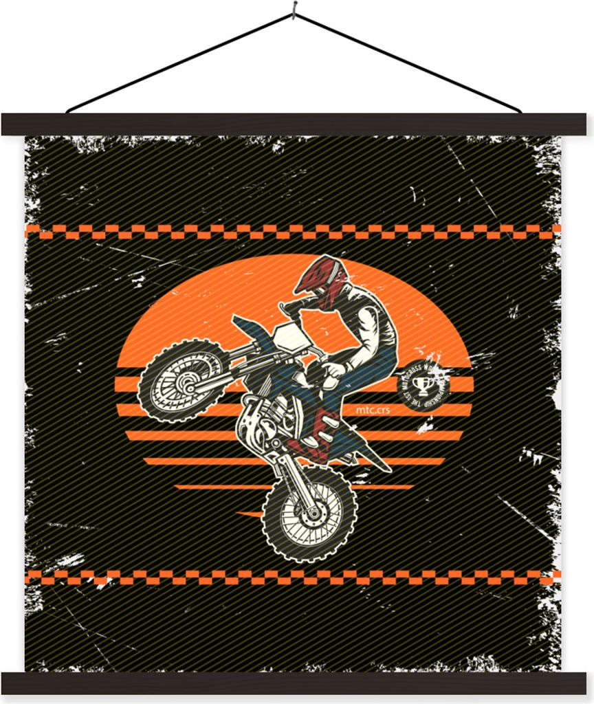 MuchoWow Textilposter Jahrgang - Motorrad - Design 60x60 cm mit schwarzem Rahmen - Posteraufhänger