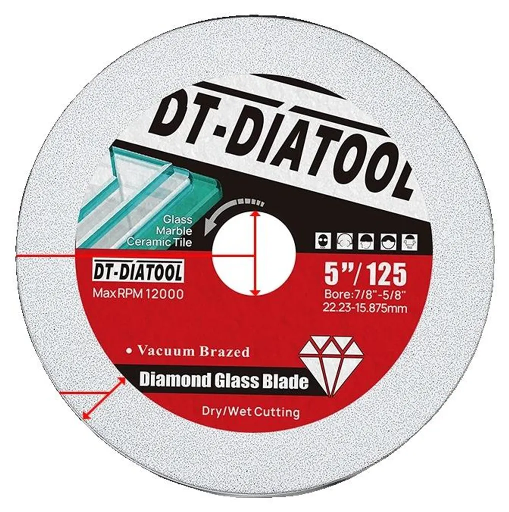 Disque diamant 125 mm double face lame fine pour coupe nette verre