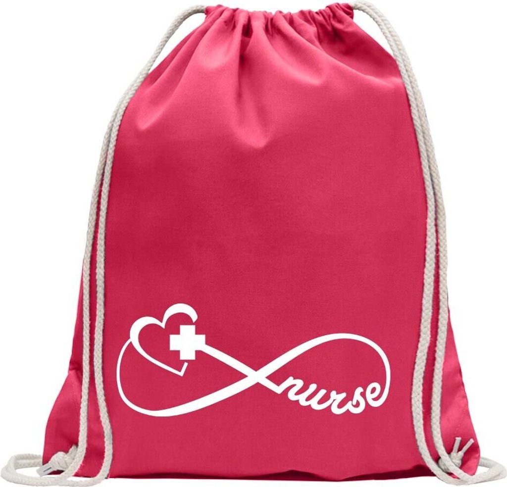 Kiwistar - Turnbeutel - pink - Krankenschwester - Nurse - Fun Rucksack Sport Beutel Gymsack Baumwolle mit Ziehgurt