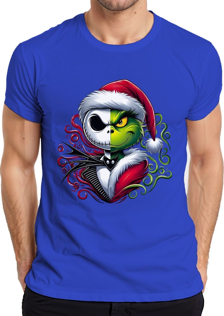 Nightmare before Christmas Grinch Skelett - Weihnachten Christmas Xmas Herren T-Shirt, Blau, XL