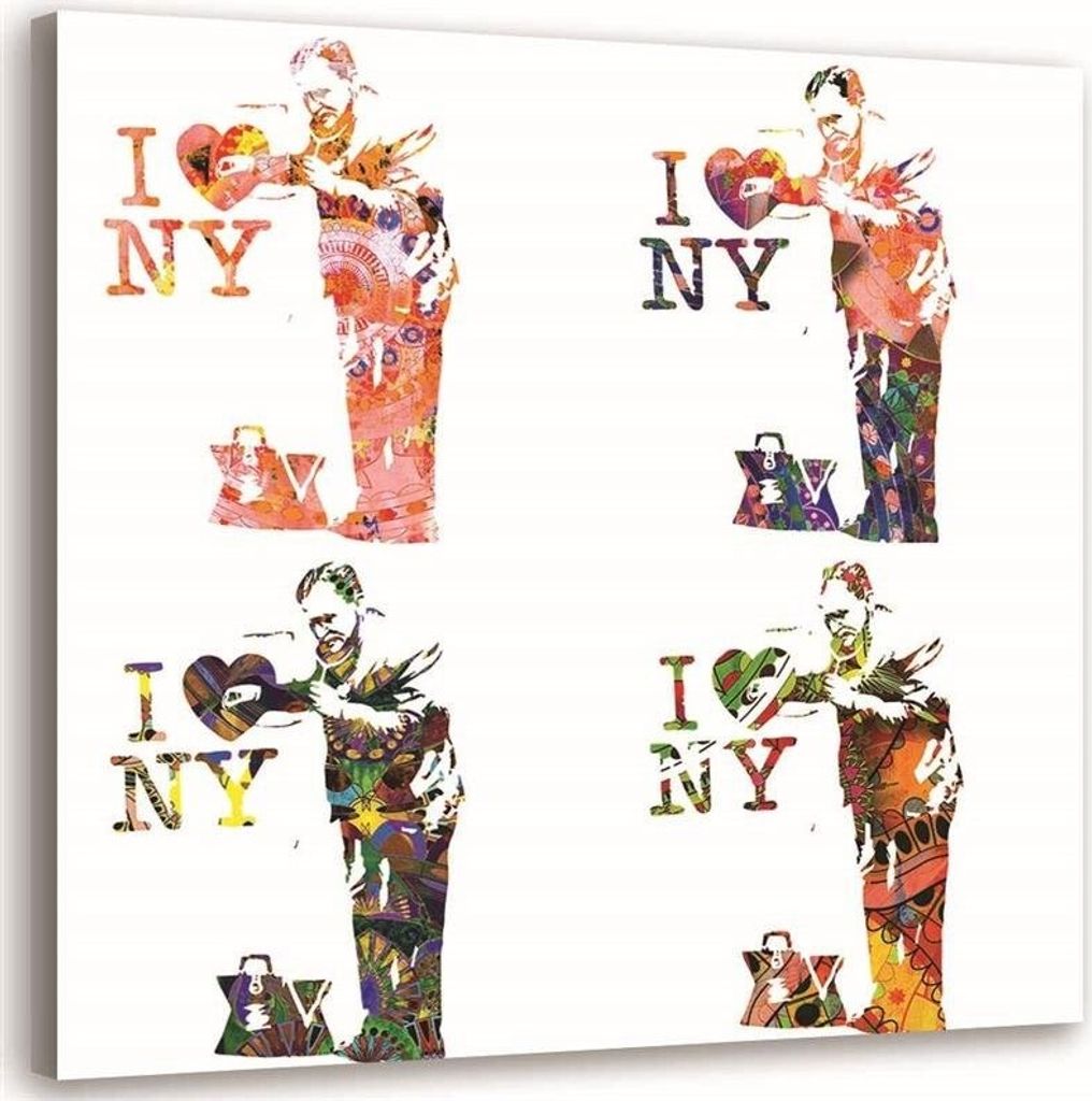 Leinwandbild banksy wandbild i love new york 1-teilige collage 50x50 cm Feeby farbe wandbild bereit zum aufhängen