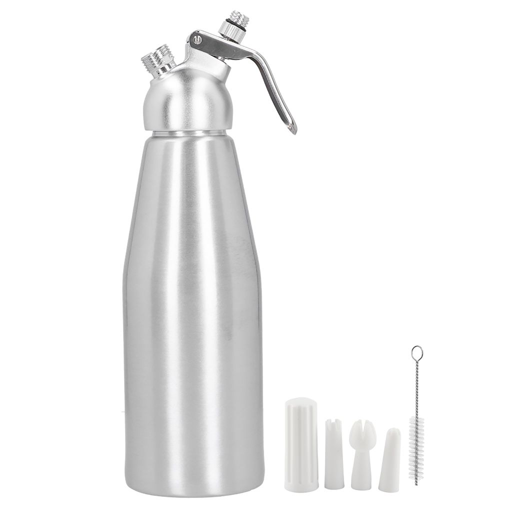Sahnespender aus Aluminiumlegierung, Schäumer, Spender für Kuchen, Desserts, DIY-Werkzeug mit 3 Dekorationsdüsen