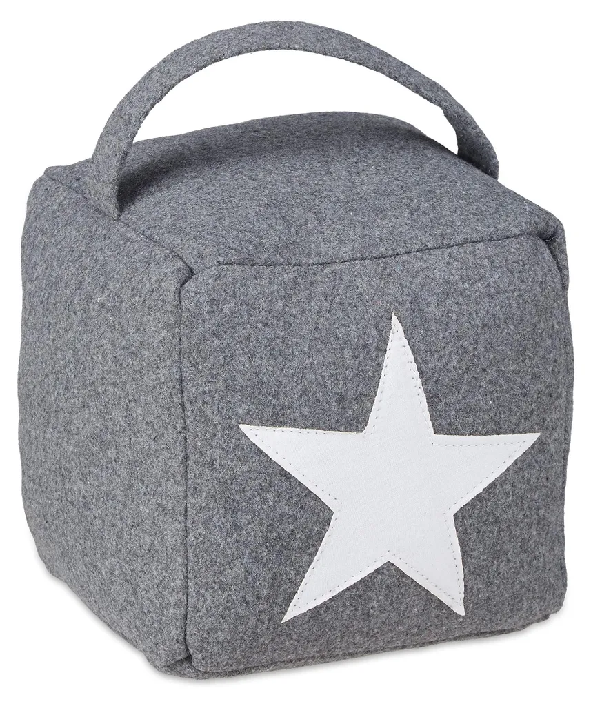 Cale-porte en tissu gris forme étoile - Bloque porte haut avec poignée