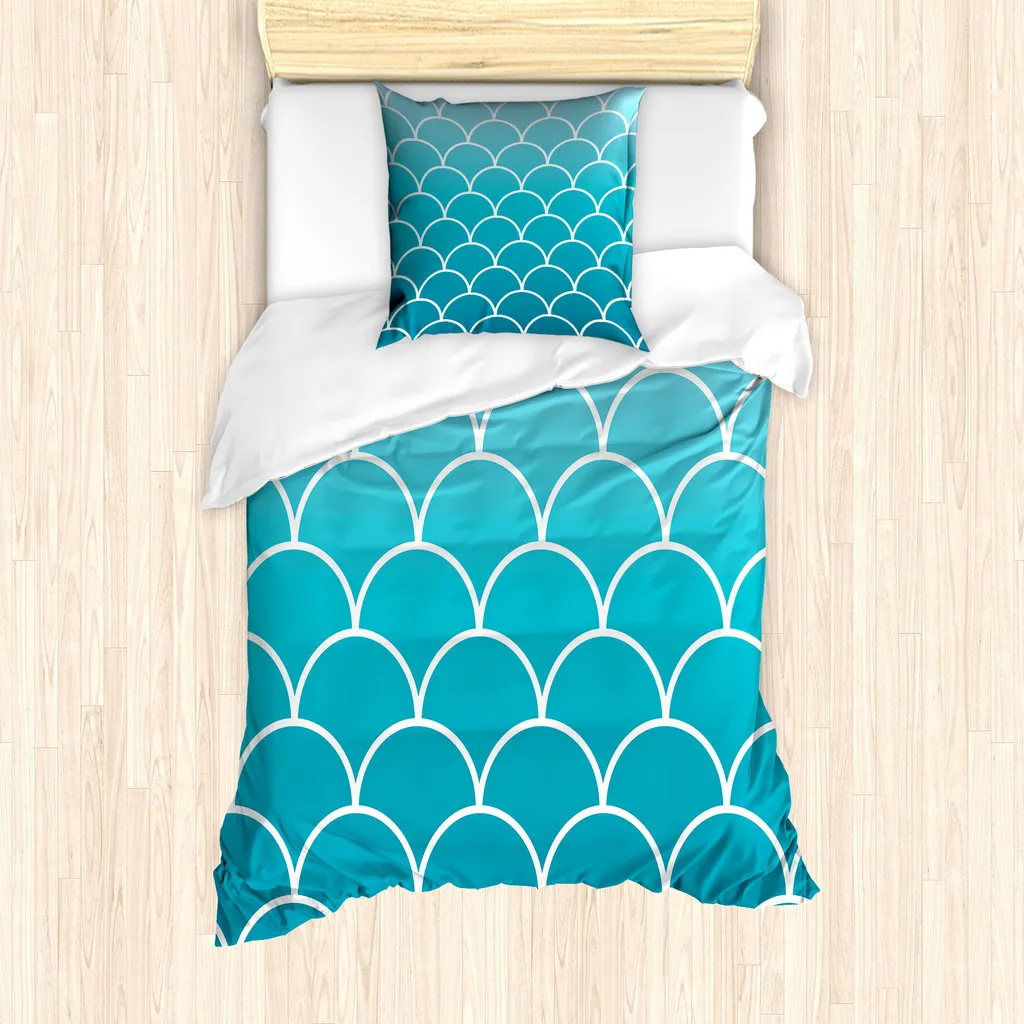 Copripiumino Sirena 135x200 ABAKUHAUS | Design Ombre Blu e Bianco