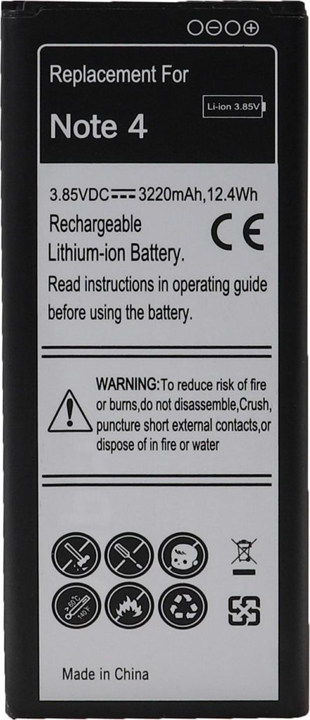 vhbw Akku kompatibel mit Samsung Galaxy Note 4 SM-N910W8, SM-N910V, SM-N910S, SM-N910U, SM-N910T Handy Smartphone Telefon (3220 mAh, 3,85 V, Li-Ion)