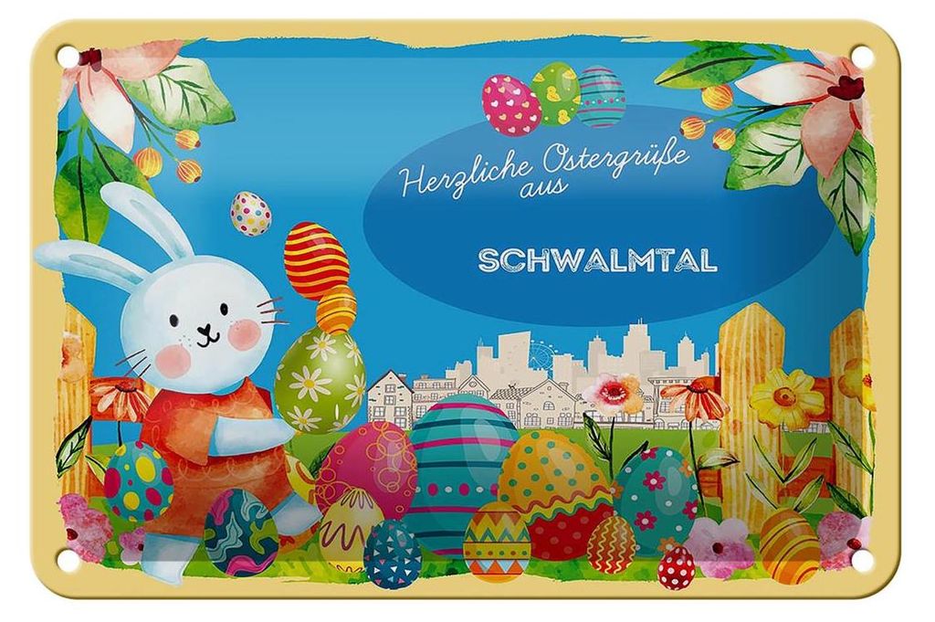 Blechschild Ostern Ostergrüße 18x12cm SCHWALMTAL Geschenk Deko