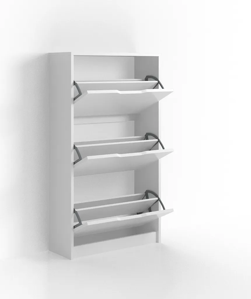 Vicco Meuble à Chaussure Luca Blanc 3 Compartiments 59x105cm Modèle 20979