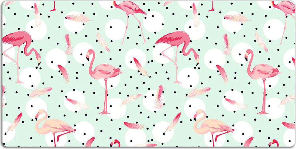 Schreibtischmatte Tischunterlage 100x50 cm Mauspad - Flamingos und Punkte