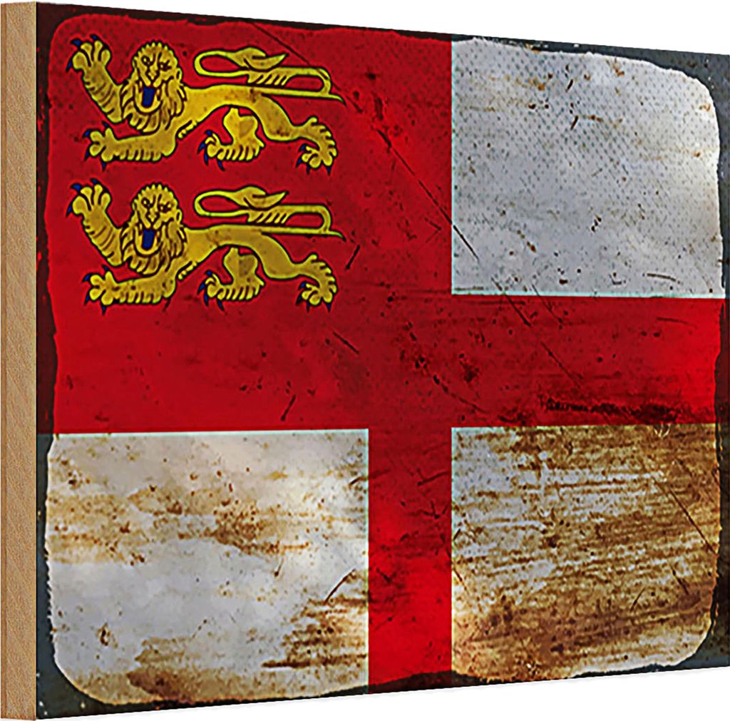 Holzschild Flagge Sark 30x20cm Flag of Sark Rost