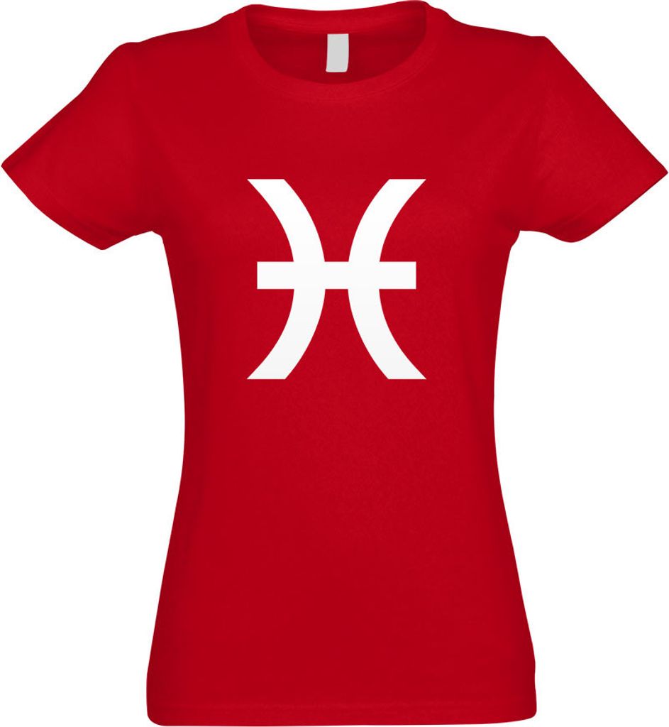 Kiwistar - T-Shirt tailliert - Damen - rot - Fische Sternzeichen - mit Motiv Bedruckt - Funshirt Design - Sport - Freizeit - Damen - L
