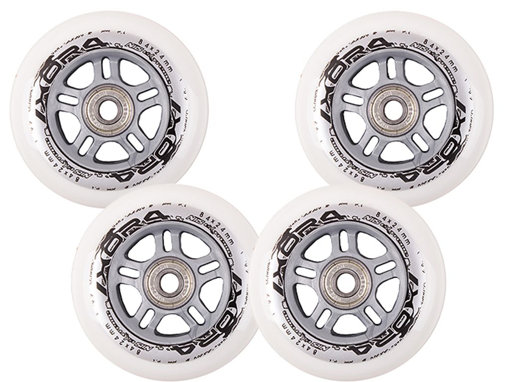 PU 84x24 82A WEISS MATT (4 Stk.) + ABEC-9 CHROME (8 Stk.) Produktbild 