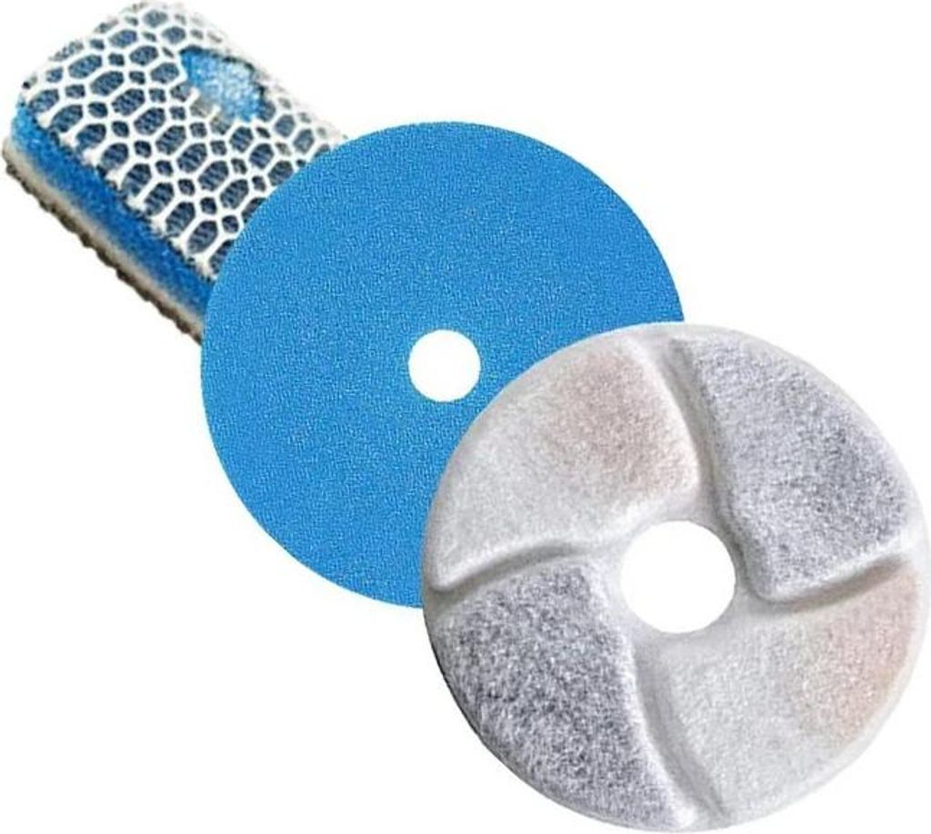 Three pet fountain filters are shown against a white background.
