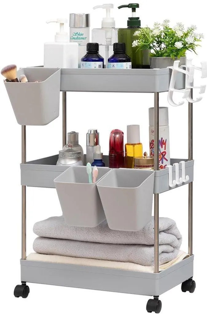 Chariot de rangement pour outils - 3 sections acier inox - 61cm haut