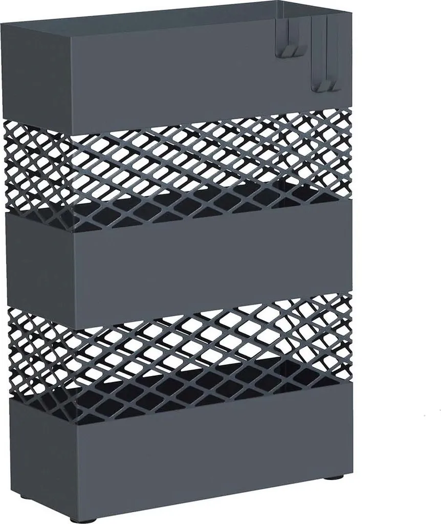 Porte-parapluie carré anthracite en métal pour entrée et bureau chic