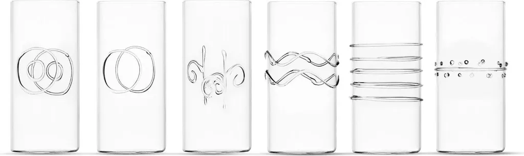 Bicchieri Alti Deco Set 6 Assortiti - Tumbler Long Drink Borosilicato