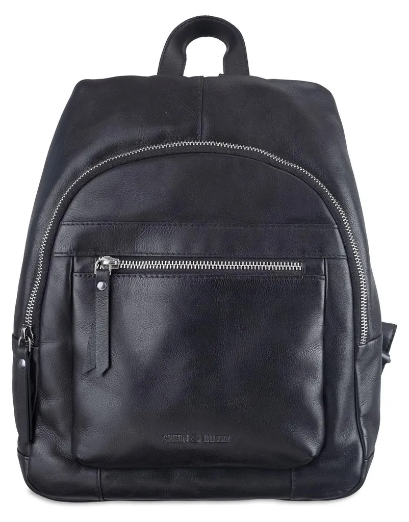 Sac à Dos de Loisirs Greenburry en Cuir Naturel Noir Haute Qualité