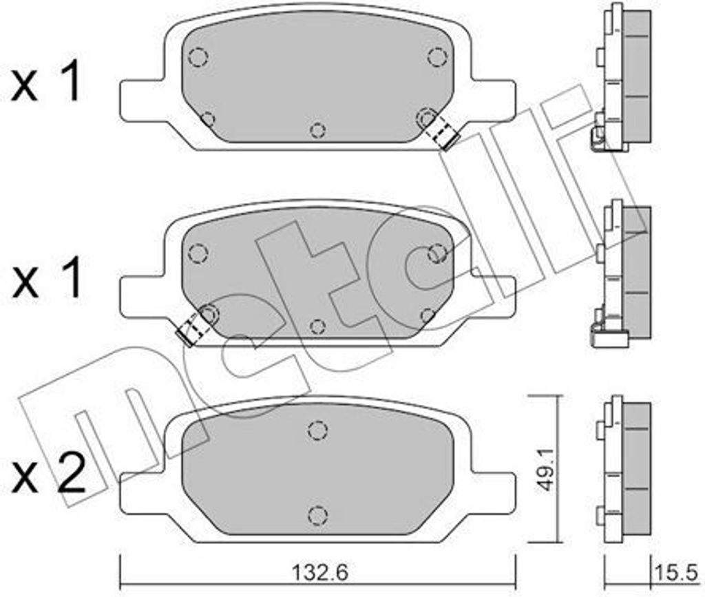 METELLI Bremsbeläge Satz Hinten Bremsklötze für TESLA Model Y (5YJY) 22-1278-0