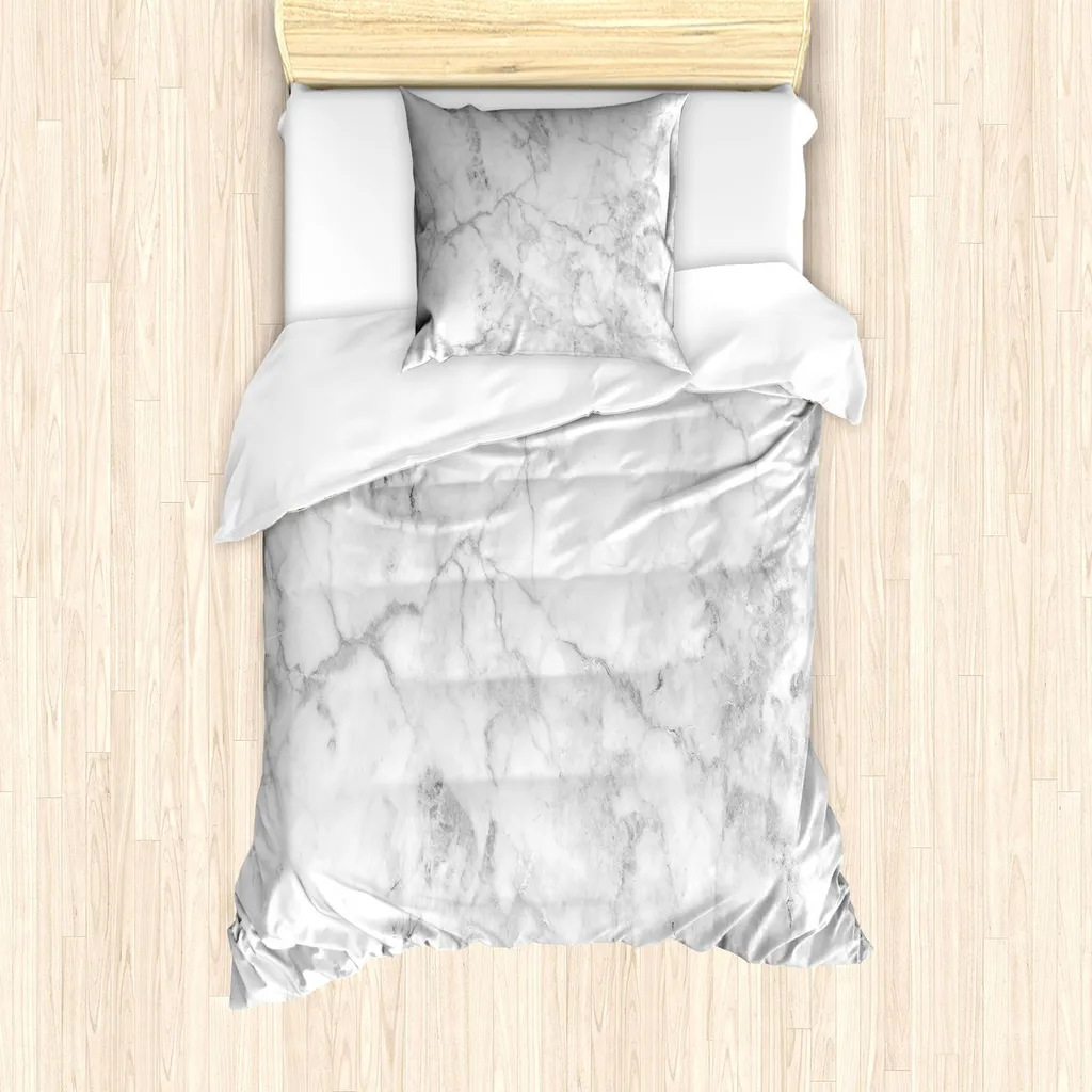 ABAKUHAUS Set Copripiumino Marmo Grigio 135x200: Comfort e Stile