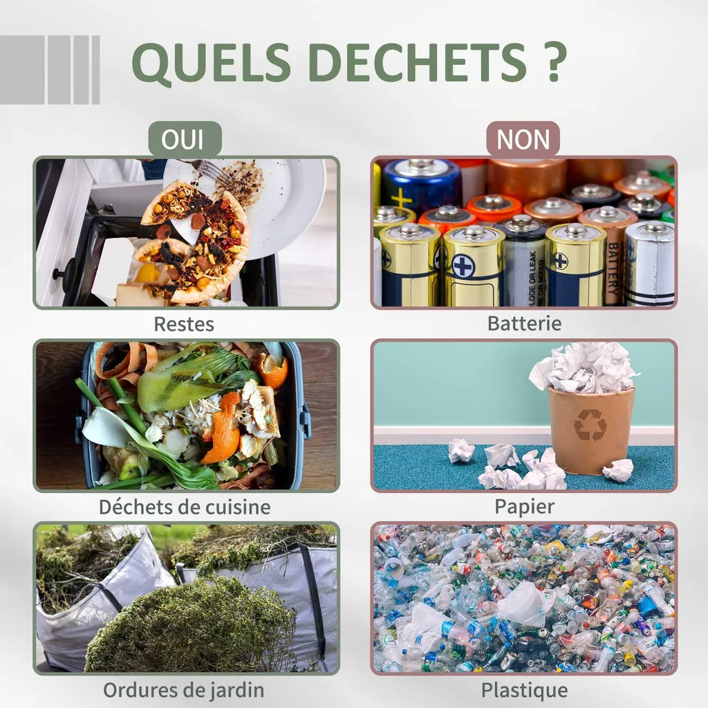 Bac à Compost Rotatif pour Déchets Ménagers avec Double Compartiment 160 L - 8
