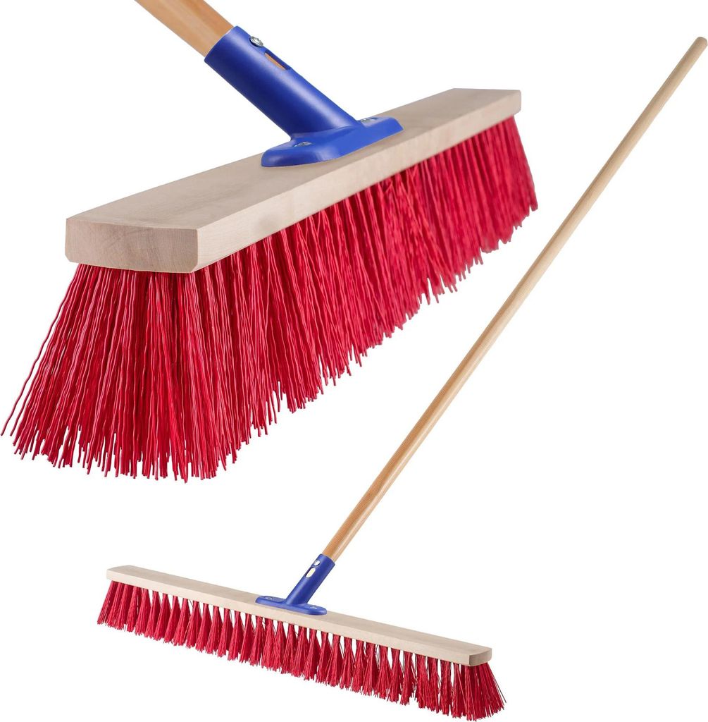 Straßenbesen - Schiebebesen mit Stiel - 80 cm Breite - Nylonborsten - Stiellänge 160 cm