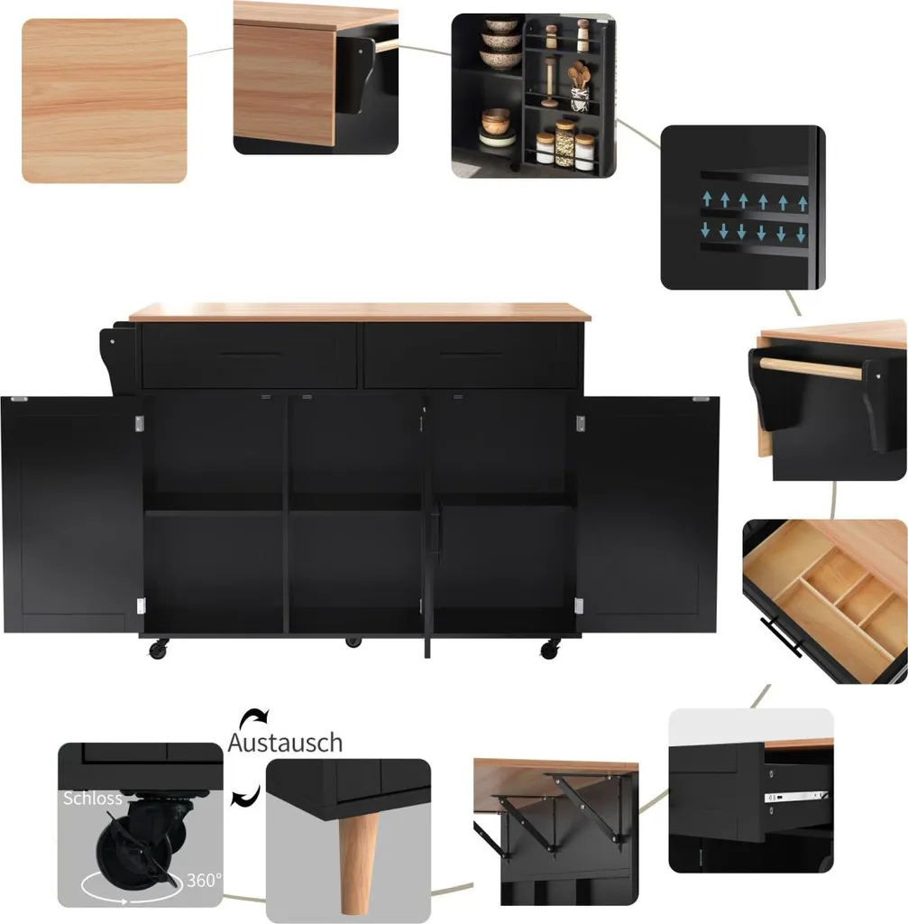 Table à manger d'appoint noire avec rangements pour petits espaces - 6