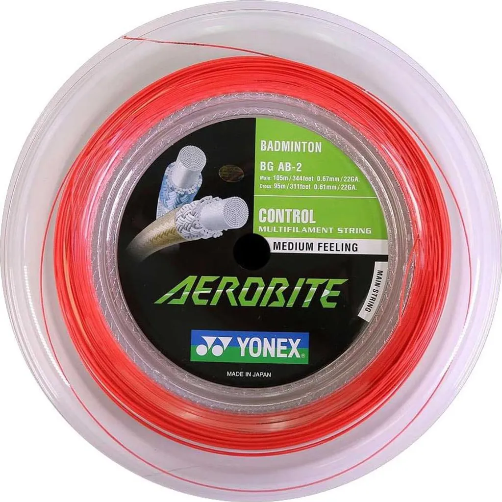 Cordage Badminton Yonex Aerobite pour un Contrôle Précis au Filet Rouge