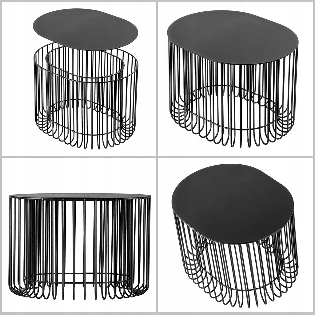 Table d'appoint en acier robuste 58cm structure métallique stable loft - 7