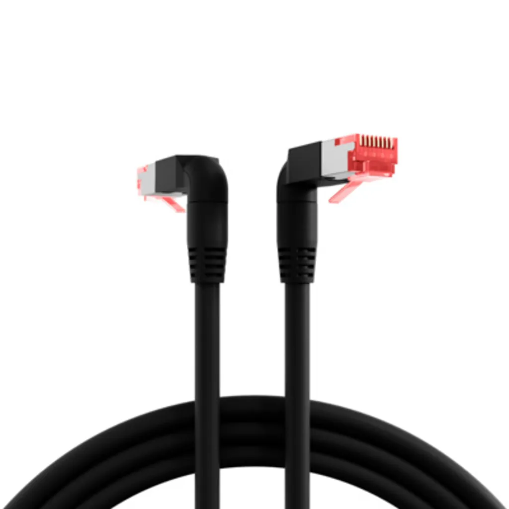 Câble RJ45 S/FTP Cat.6A EFB avec Connecteurs TM21 coudés à 90° de 5m Noir