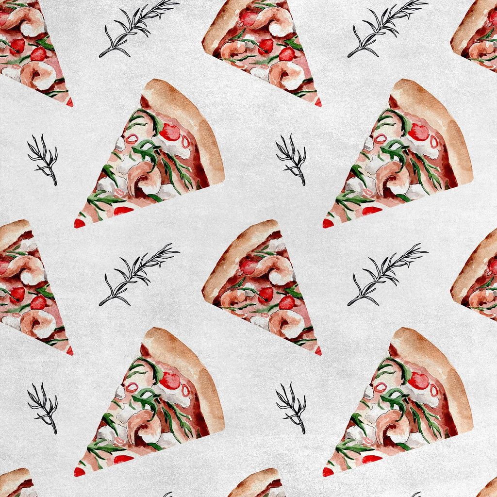 Royal Samt Stoff Polyester Zum Nähen - Motiv Pizza und Rosmarin